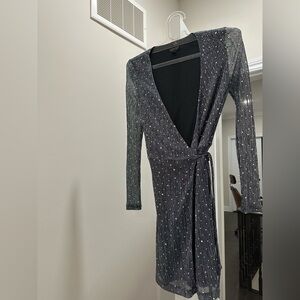 Topshop silver wrap dress - perfect for NYE!